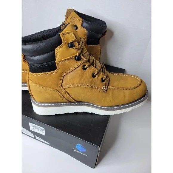 SUREWAY 6" Men's Heavy Duty Leather Soft Toe Work‎ Boots Light Brown Size 13 US - Picture 5 of 9